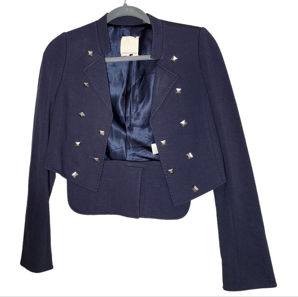 Rebecca Taylor ponte tuxedo navy studded blazer. - Picture 10 of 17